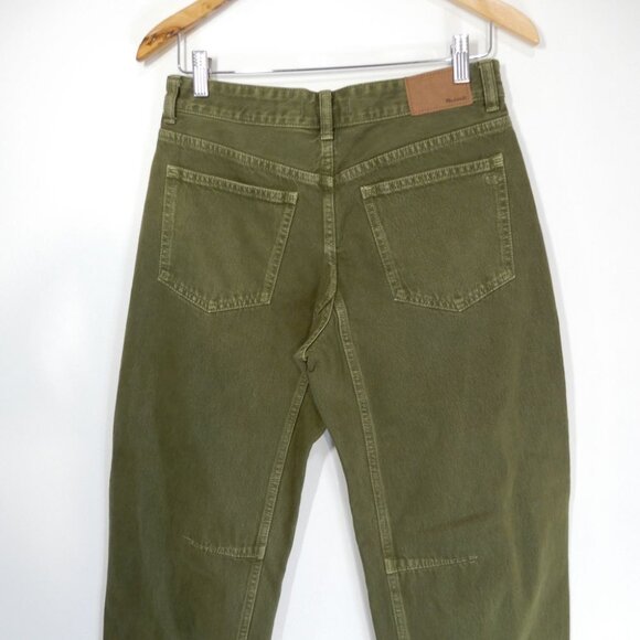 Madewell Darted Barrel Leg JEANS Size 25 Kale Green Denim Raw Hem NEW $148 - Picture 9 of 13